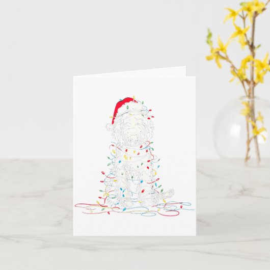 Funny Sheepadoodle Christmas Graphics Dog Lights L Kaart (Gele Bloem)