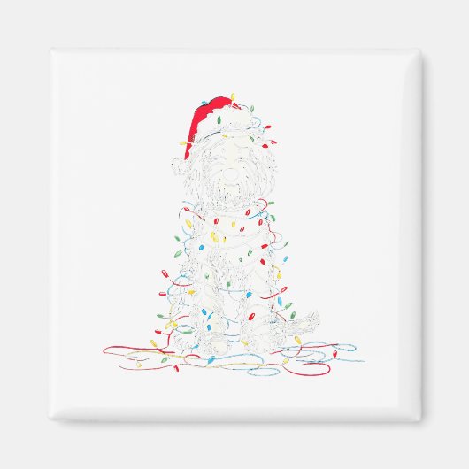 Funny Sheepadoodle Christmas Graphics Dog Lights L Magneet (Voorkant)