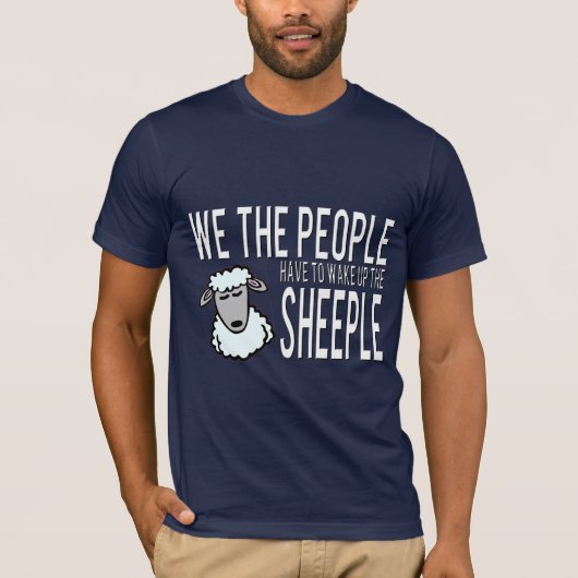 Funny Sheeple Warning Sign Dark T-Shirt (Voorkant)