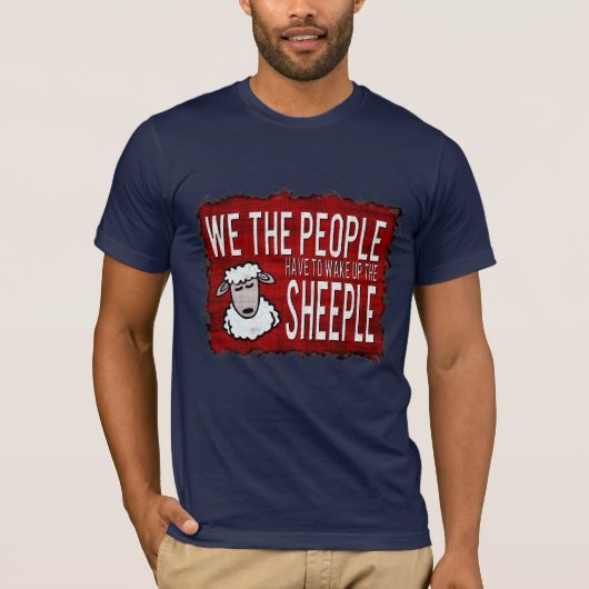 Funny Sheeple Warning Sign Dark T-Shirt (Voorkant)