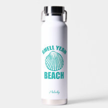 Funny Shell Ja Beach Pun Cute Blauwgroen gepersona