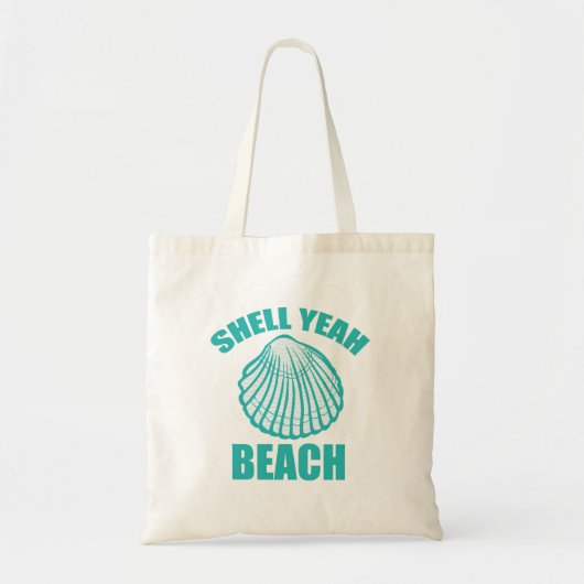 Funny Shell Ja Beach Pun Cute Blauwgroen Tote Bag (Voorkant)