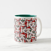 Funny Sheltie Kerstpattern Tweekleurige Koffiemok (Voorkant rechts)