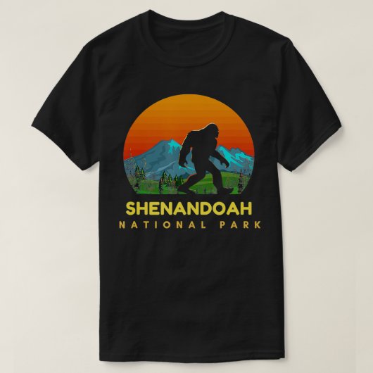 Funny Shenandoah National Park Bigfoot Hiking Vint T-shirt (Design voorkant)