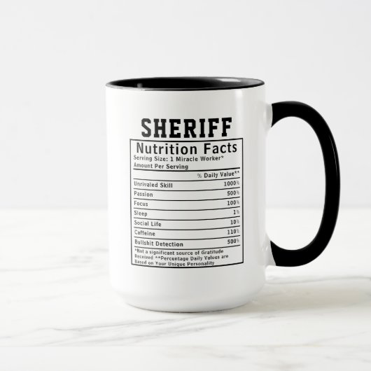 Funny Sheriff Nutrition Facts Officer Gift Mok (Rechts)