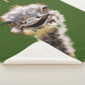 Funny Sherpa Blanket Happy Ostrich Smile Deken (3/4)