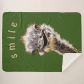 Funny Sherpa Blanket Happy Ostrich Smile Deken (Voorkant (horizontaal))