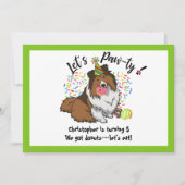 Funny Shetland Sheepdog Dog Donuts Birthday Party Kaart (Voorkant)