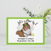 Funny Shetland Sheepdog Dog Donuts Birthday Party Kaart (Staand voorkant)