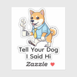 Funny  Shiba Inu Dog Business Suit Coffee  Sticker