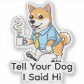 Funny  Shiba Inu Dog Business Suit Coffee  Sticker (Voorkant)