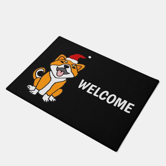 Funny Shiba Inu Dog Christmas Cartoon Deurmat (Schuin)