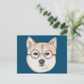 Funny Shiba Inu Dog met Hipster Glasses Briefkaart (Staand voorkant)