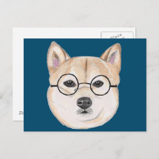 Funny Shiba Inu Dog met Hipster Glasses Briefkaart (Voorkant / Achterkant)