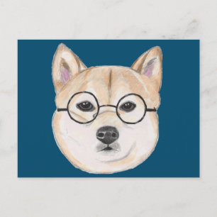 Funny Shiba Inu Dog met Hipster Glasses Briefkaart