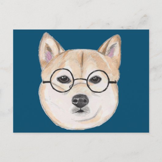 Funny Shiba Inu Dog met Hipster Glasses Briefkaart (Voorkant)