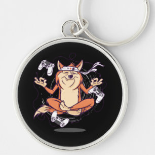 Funny Shiba Inu Dog Yoga Gamer Sleutelhanger