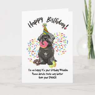 Funny Shih Tsu Pet Dog Verjaardag Kaart Donuts