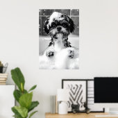 Funny Shih Tzu Bubble Bath Photograph, Dog Poster (Thuiskantoor)