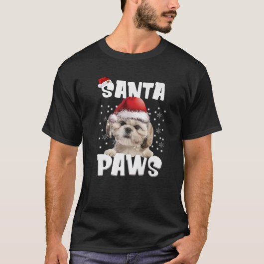 Funny Shih Tzu Christmas Lights Tree Hondenliefheb T-shirt (Voorkant)
