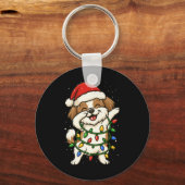 Funny Shih Tzu Dabbing Christmas Lights Xmas Mom D Sleutelhanger (Voorkant)