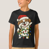 Funny Shih Tzu Dabbing Christmas Lights Xmas Mom D T-shirt (Voorkant)