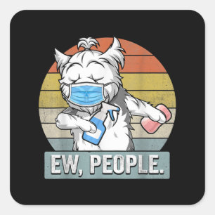 Funny Shih Tzu Dog Ew Mensen die een gezicht trekk Vierkante Sticker