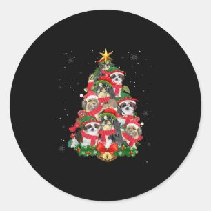 Funny Shih Tzu Kerstboom Hondenliefhebber Xmas San Ronde Sticker