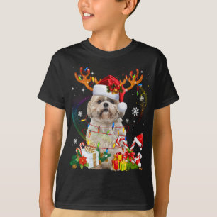Funny Shih Tzu Kerstrenderende kerstlichten T-shirt