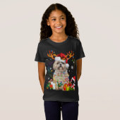 Funny Shih Tzu Kerstrenderende kerstlichten T-shirt (Voorkant volledig)