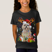 Funny Shih Tzu Kerstrenderende kerstlichten T-shirt (Voorkant)