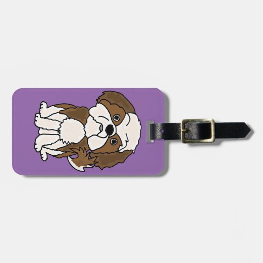 Funny Shih Tzu Puppy Dog Cartoon Bagagelabel (Voorkant horizontaal)
