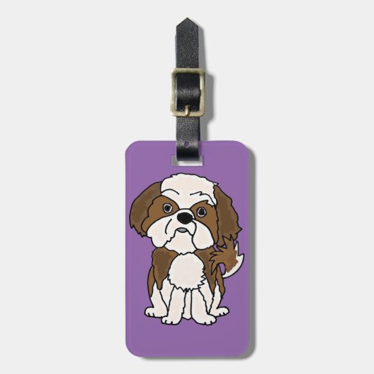 Funny Shih Tzu Puppy Dog Cartoon Bagagelabel (Voorkant verticaal)