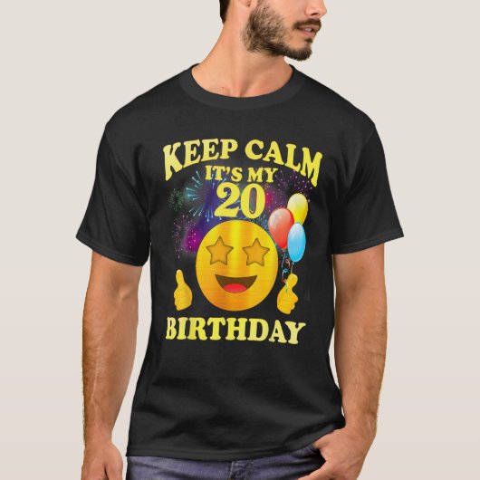 Funny Shirt Keep Calm Het is mijn 20e verjaardag G (Voorkant)