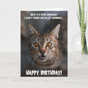 Funny Shocked Cat Birthday Wenskaart Kaart