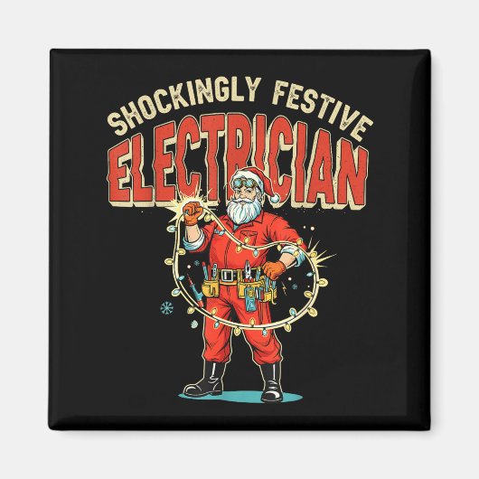 Funny Shockingly Festive Electrician Vintage Chris Magneet (Voorkant)
