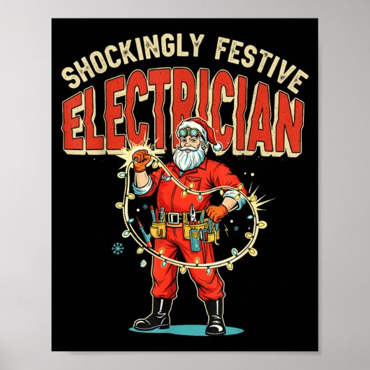 Funny Shockingly Festive Electrician Vintage Chris Poster (Voorkant)