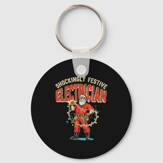 Funny Shockingly Festive Electrician Vintage Chris Sleutelhanger (Voorkant)