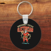 Funny Shockingly Festive Electrician Vintage Chris Sleutelhanger (Voorkant)