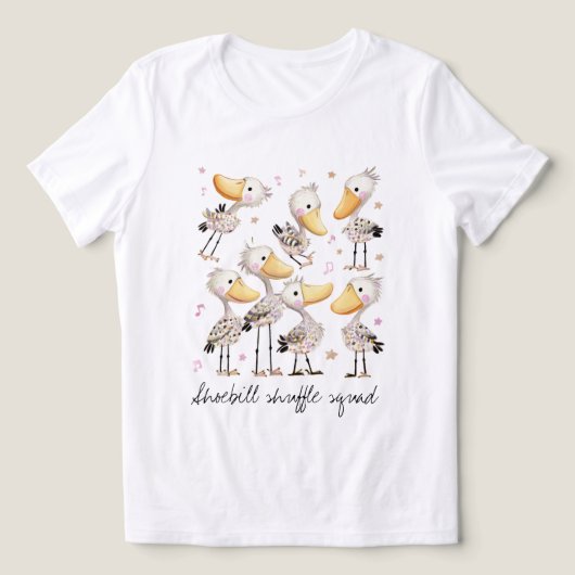 Funny Shoebill Shuffle Squad Tri-Blend Shirt (Design voorkant)