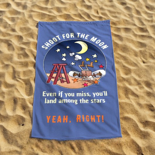 Funny Shoot voor de Moon Fail Cartoon Quote Strandlaken