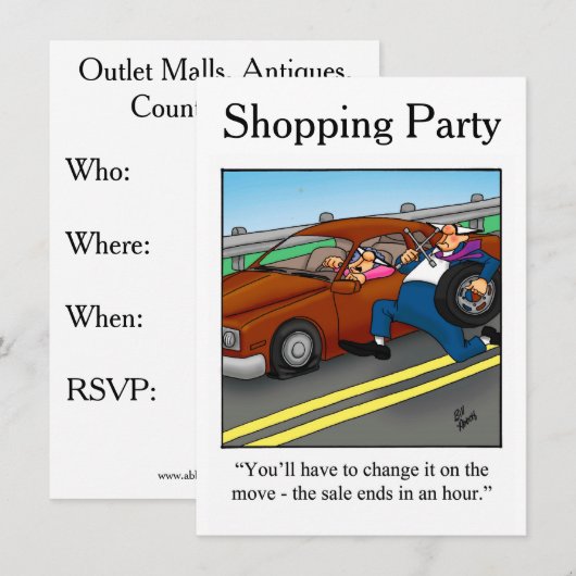 Funny Shopping Excursions Invitations Kaart (Voorkant / Achterkant)