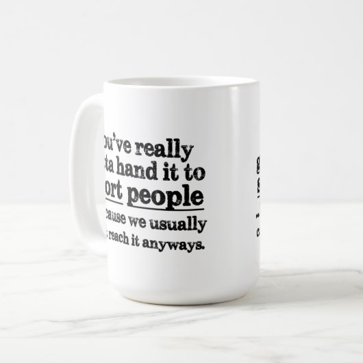 Funny Short People citeert koffie Mok (Voorkant links)