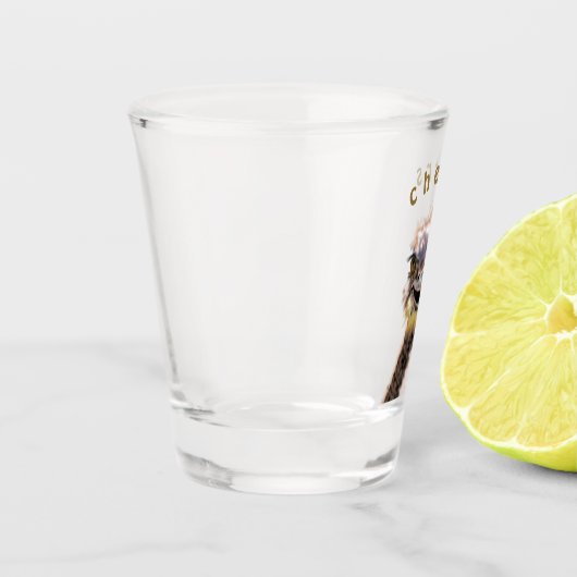Funny Shot Glass Happy Struisvogel Cheers - Jouw t Shot Glas (Links)