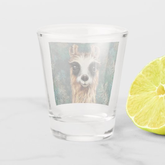 Funny Shot Glass met nieuwsgierige Baby Llama Shot Glas (Achterkant)