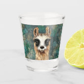 Funny Shot Glass met nieuwsgierige Baby Llama Shot Glas (Voorkant)