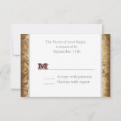 Funny Shotgun Wedding Brown Damask RSVP-kaarten RSVP Kaartje (Achterkant)