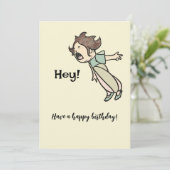 Funny  Shouting Girl Birthday Greeting Kaart (Staand voorkant)