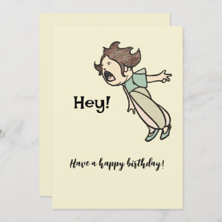 Funny Shouting Girl Birthday Greeting Kaart