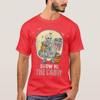 Funny show me het snoep meme Skeleton Riding Mummy T-shirt